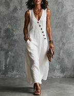 Women's Sleeveless Linen Midi Dress
