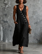 Women's Sleeveless Linen Midi Dress