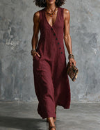 Women's Sleeveless Linen Midi Dress