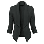 Women's Ruched-Sleeve Open-Front Blazer