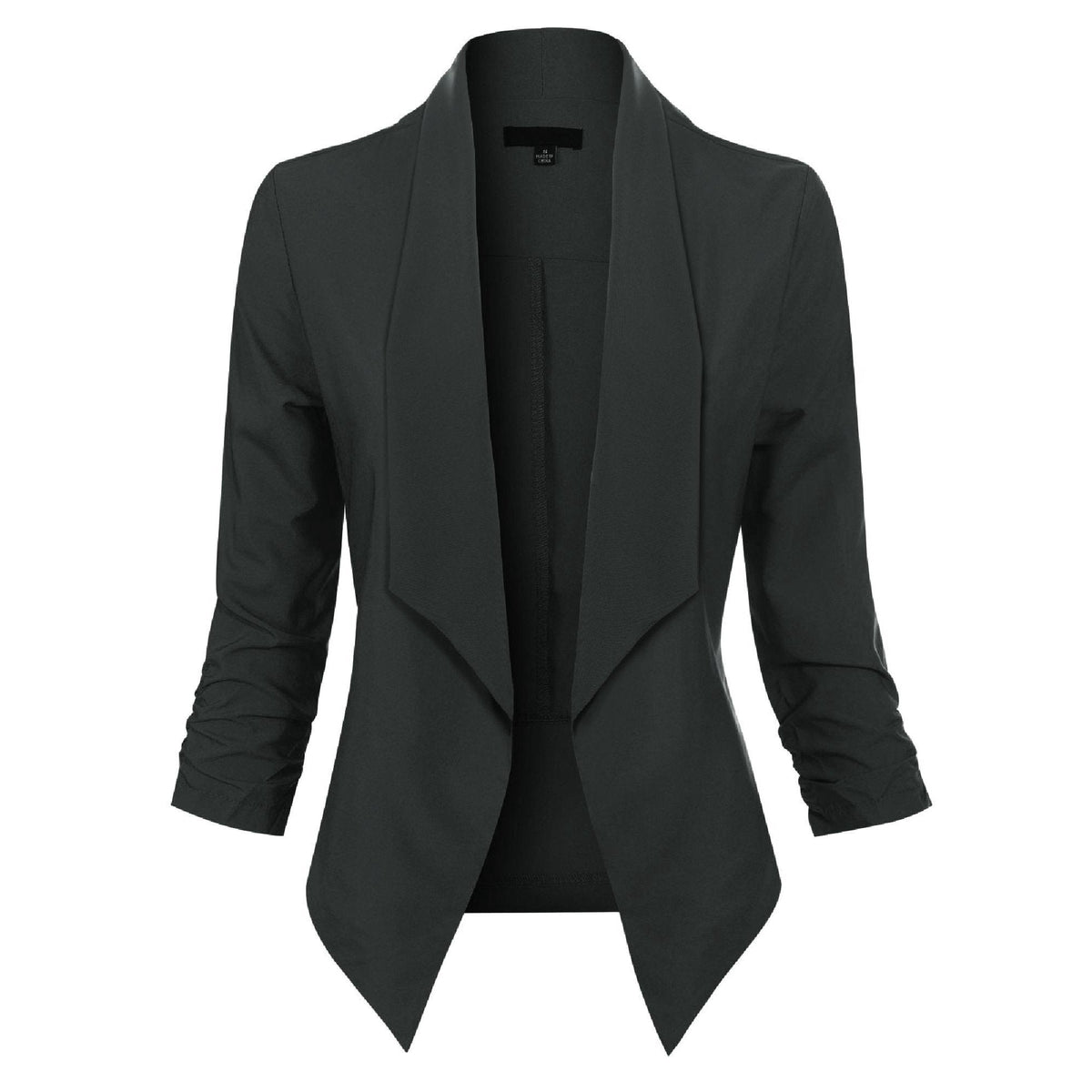 Women's Ruched-Sleeve Open-Front Blazer