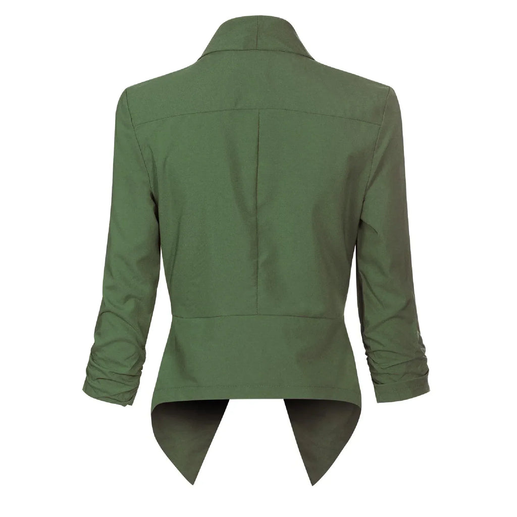 Women's Ruched-Sleeve Open-Front Blazer