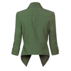 Women's Ruched-Sleeve Open-Front Blazer