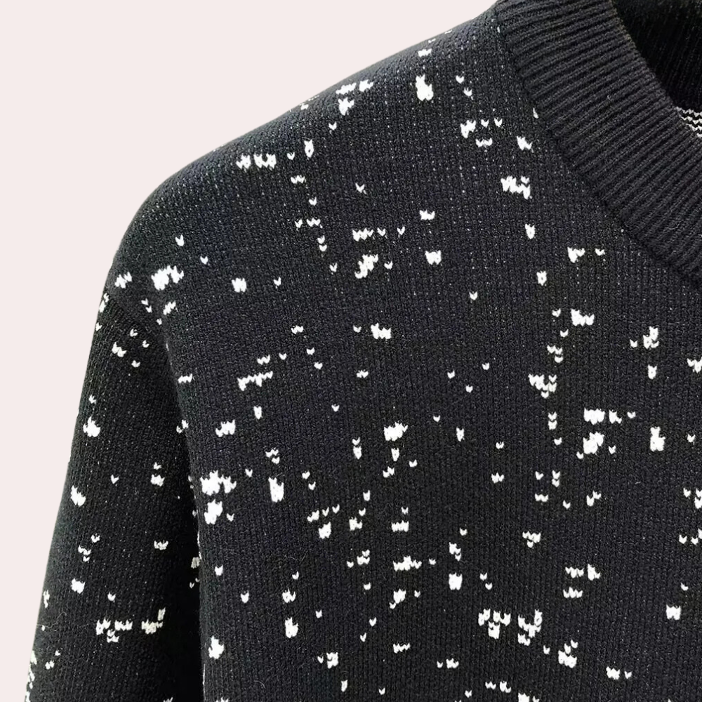 Men's Ribbed-Trim Printed Jumper