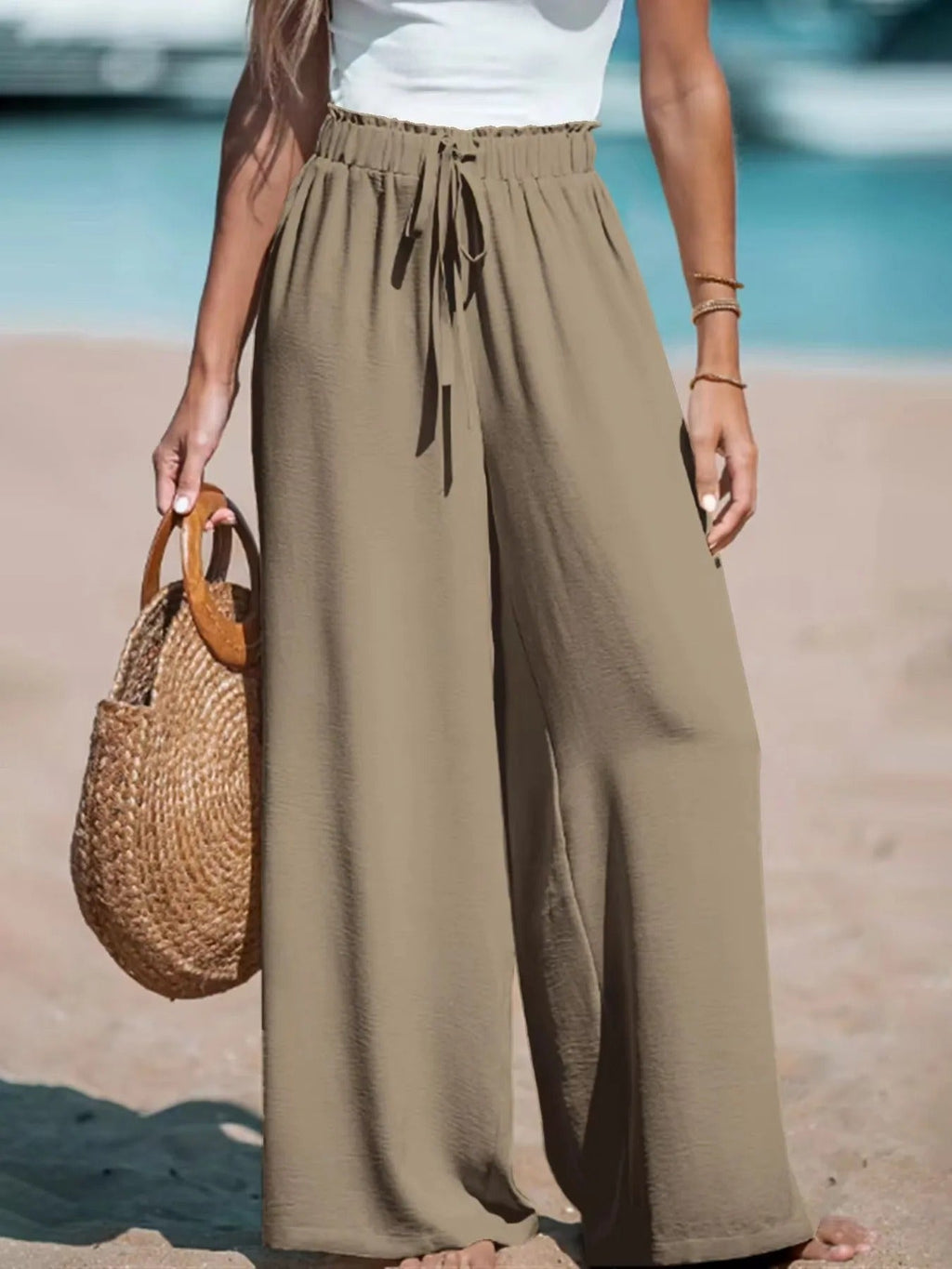 Women's Wide-Leg Tie-Waist Trousers