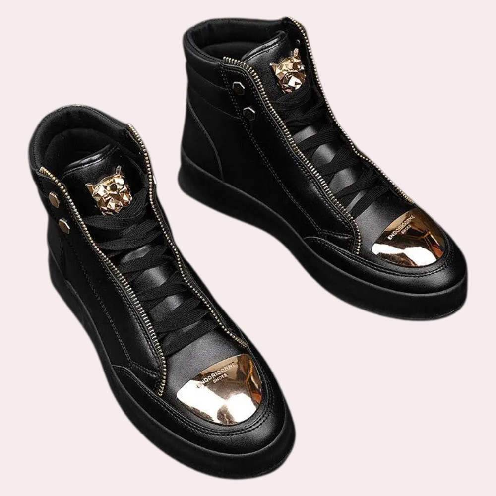 Men's Metallic Toe High-Top Trainers
