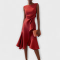 Women's Draped Asymmetric Midi Dress