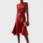 Women's Draped Asymmetric Midi Dress