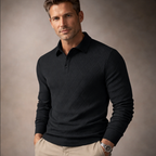 Men's Long Sleeve Textured Knit Polo