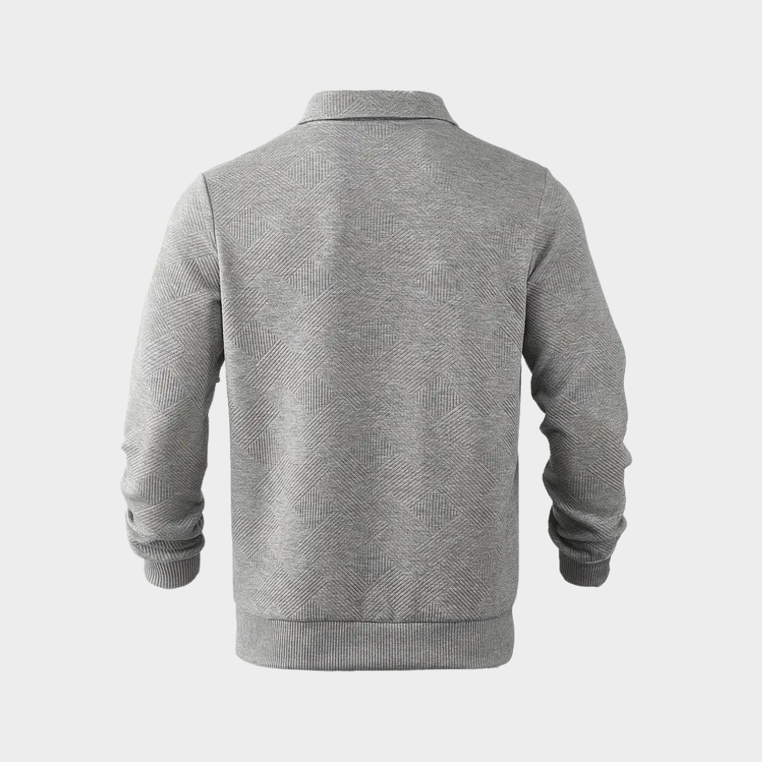 Men's Textured Half-Zip Polo Sweatshirt