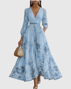 Women's Pleated Ribbon-Tie Maxi Dress