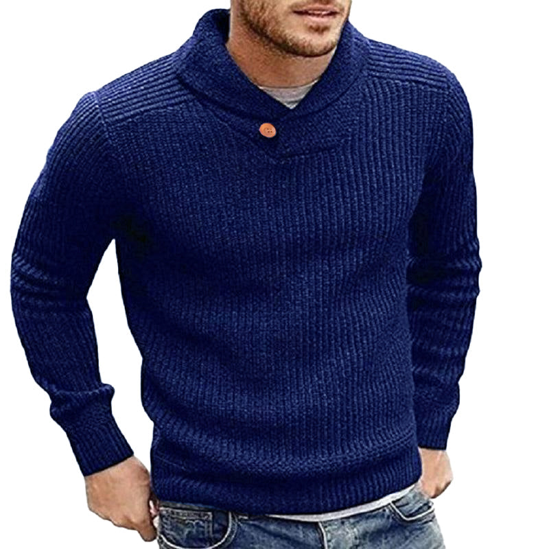 Men's Shawl Collar Ribbed Jumper