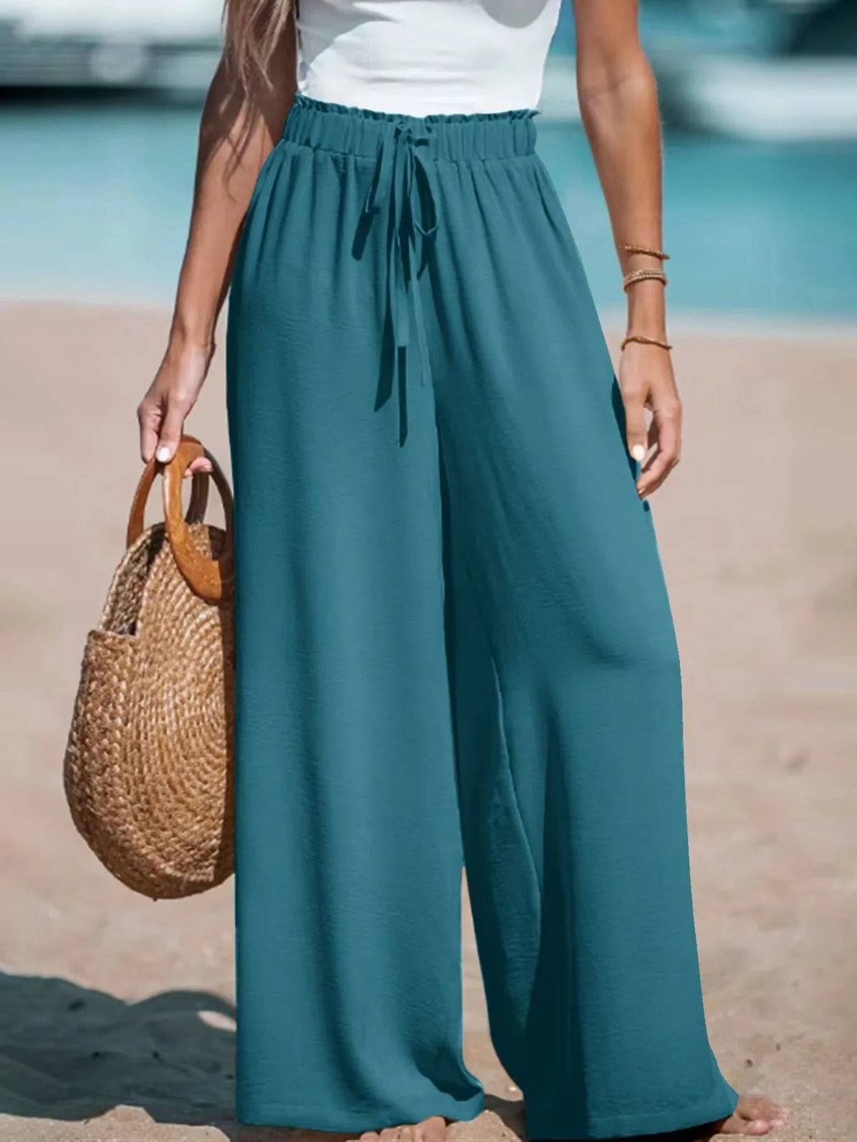 Women's Wide-Leg Tie-Waist Trousers