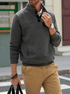 Men's Quilted Stand Collar Jumper