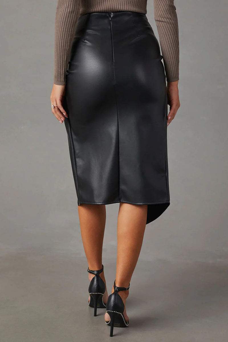 Women's Twisted Front Leather Skirt