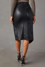 Women's Twisted Front Leather Skirt