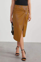 Women's Twisted Front Leather Skirt