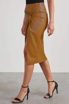 Women's Twisted Front Leather Skirt