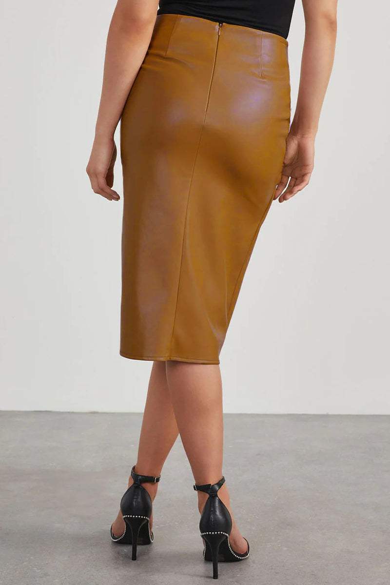 Women's Twisted Front Leather Skirt