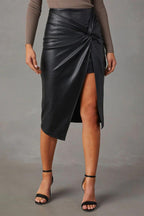 Women's Twisted Front Leather Skirt