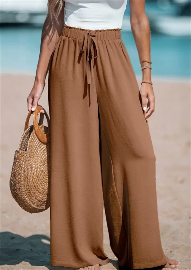 Women's Wide-Leg Tie-Waist Trousers