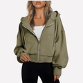 Women's Cropped Drawstring Zip Hoodie