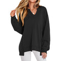 Women's Oversized V-Neck Tunic Sweatshirt