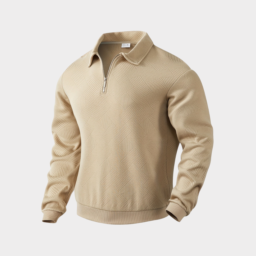 Men's Textured Half-Zip Polo Sweatshirt