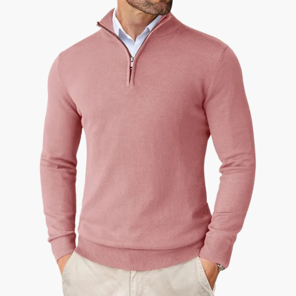 Men's Ribbed Hem Quarter Zip Jumper