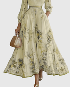 Women's Pleated Ribbon-Tie Maxi Dress