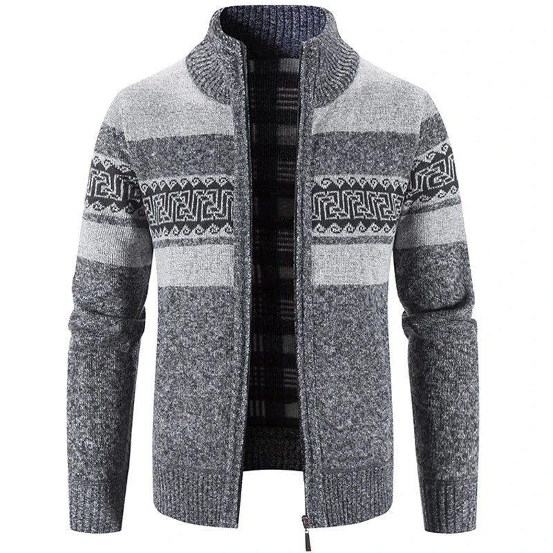 Men's Stand Collar Knit Jacket
