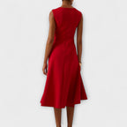 Women's Draped Asymmetric Midi Dress