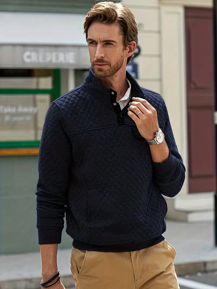 Men's Quilted Stand Collar Jumper