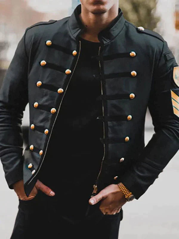 Men's Stand Collar Military Style Jacket