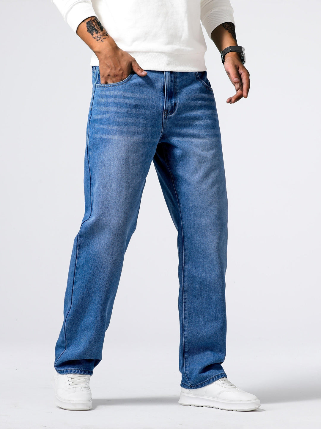 Men's Washed Straight Leg Denim