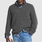 Men's Quarter Zip Ribbed Jumper