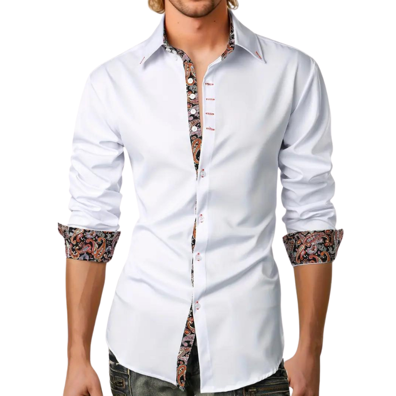 Men's Tailored Shirt with Printed Trim