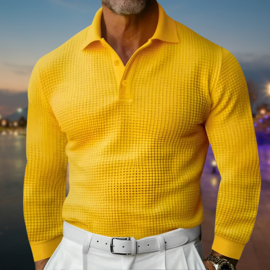 Men's Textured Placket Polo