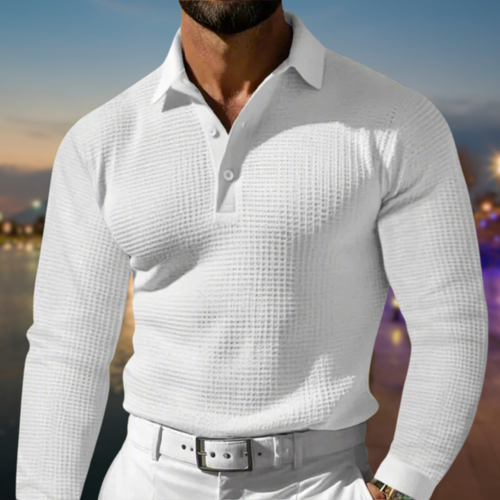 Men's Textured Placket Polo