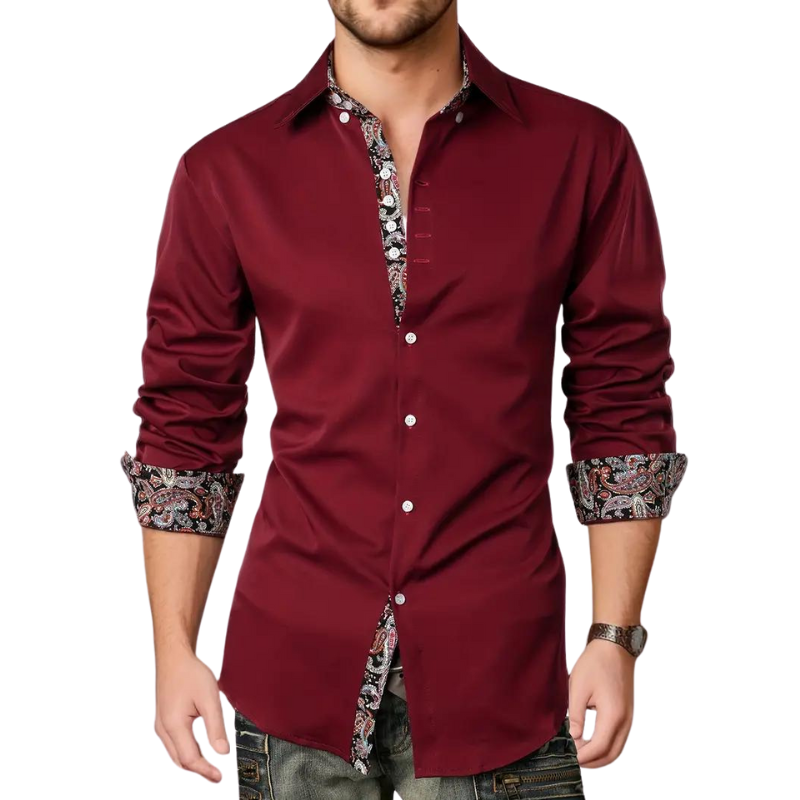 Men's Tailored Shirt with Printed Trim