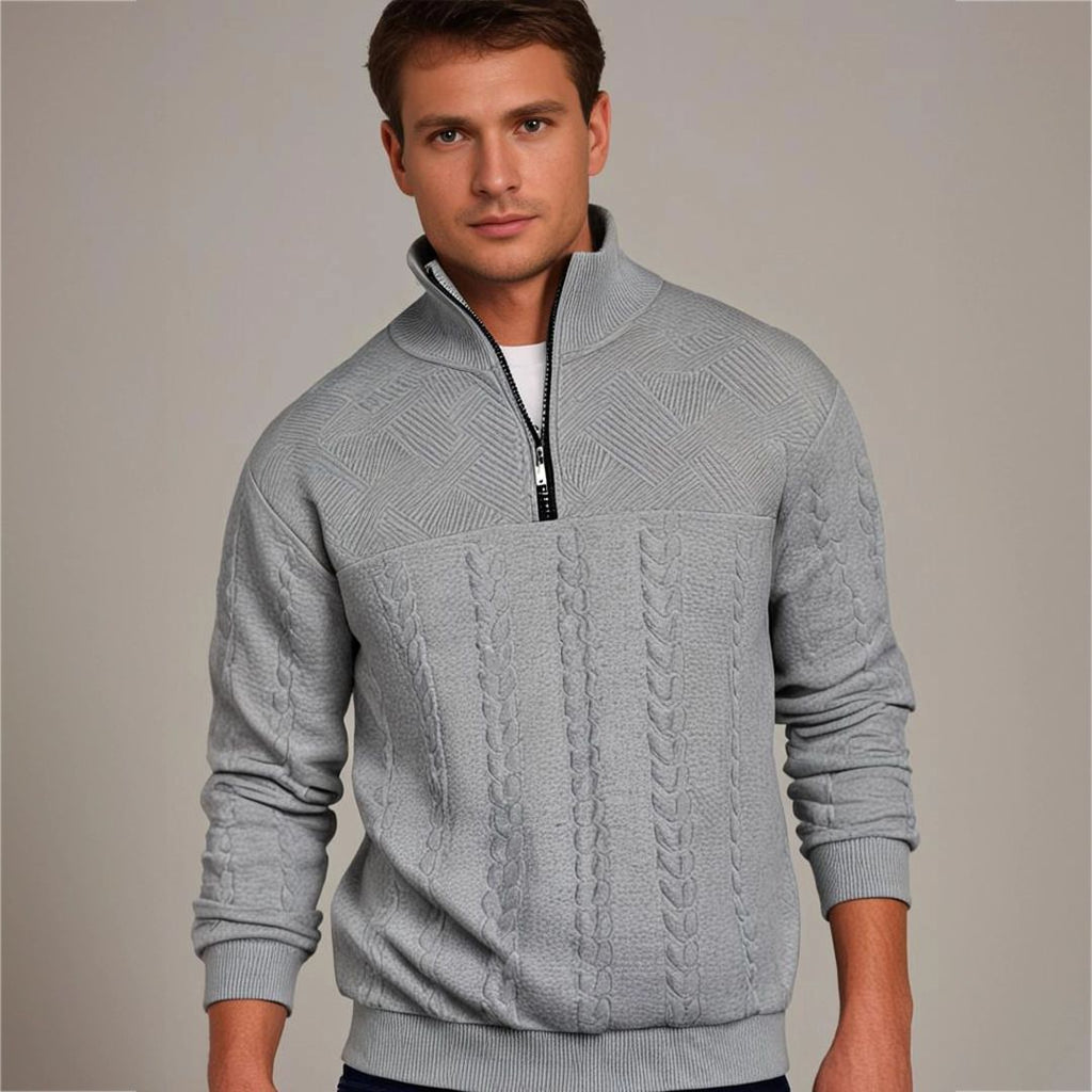 Men's Half Zip Cable Knit Jumper