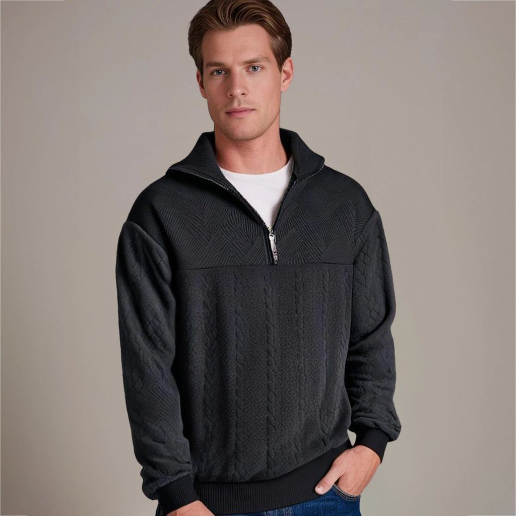 Men's Half Zip Cable Knit Jumper