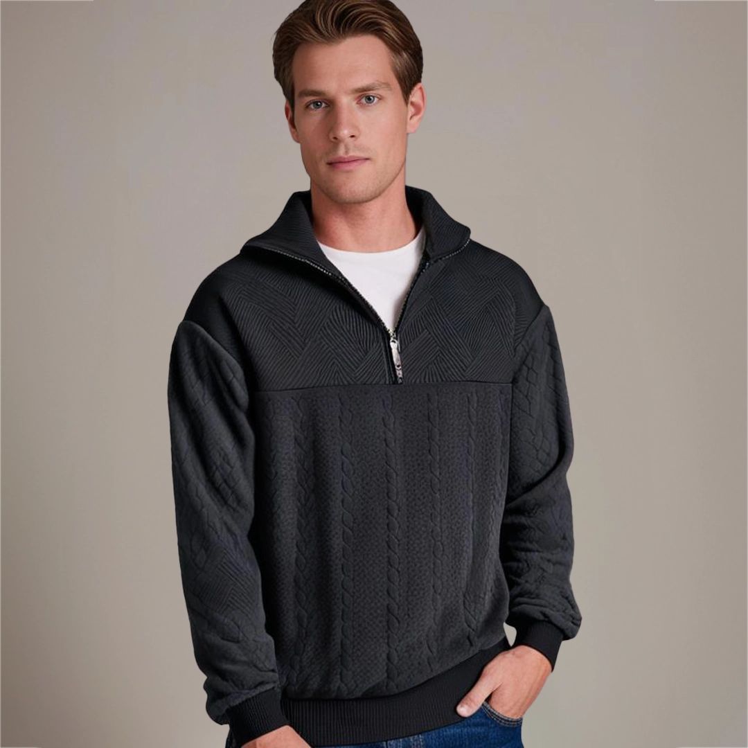 Men's Half Zip Cable Knit Jumper