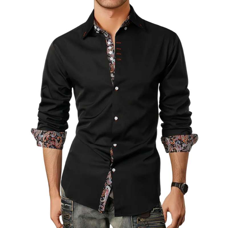 Men's Tailored Shirt with Printed Trim