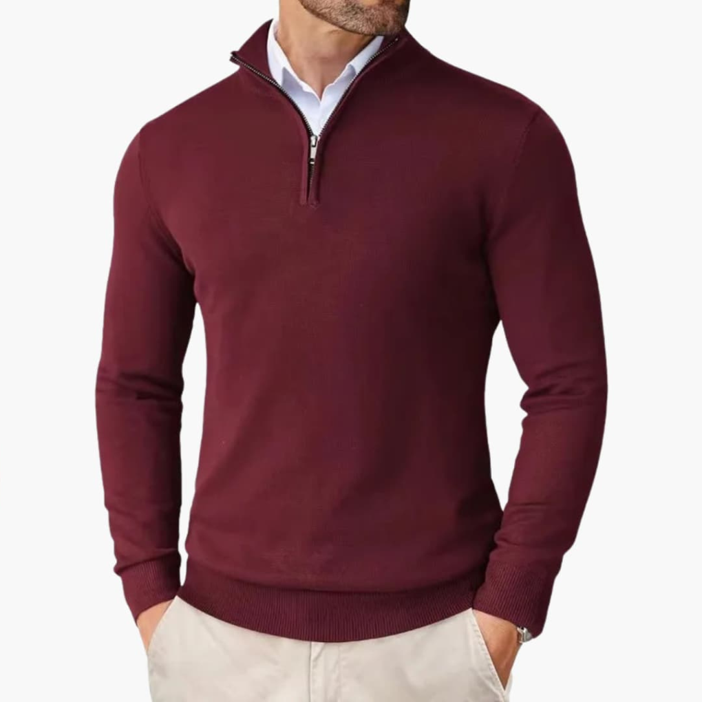Men's Ribbed Hem Quarter Zip Jumper