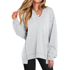 Women's Oversized V-Neck Tunic Sweatshirt