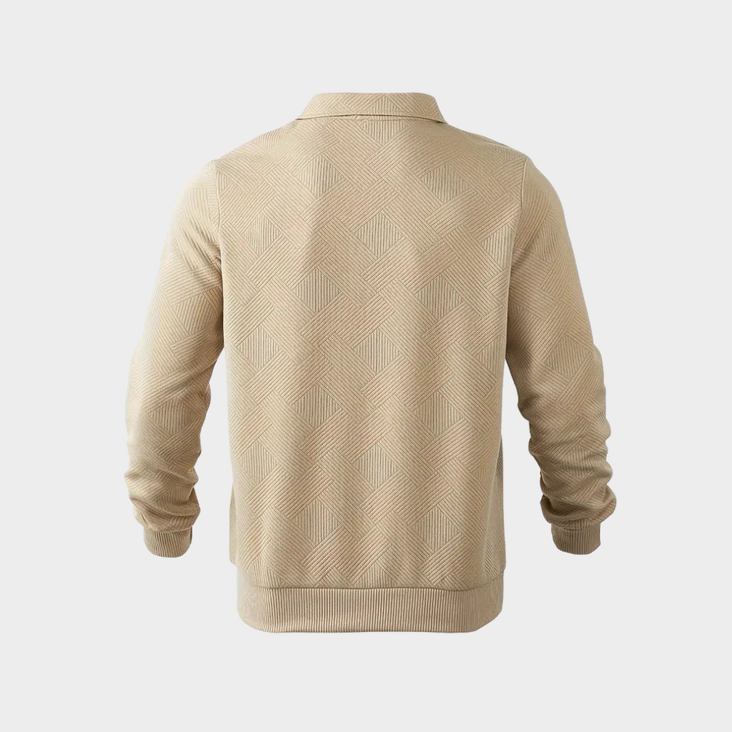 Men's Textured Half-Zip Polo Sweatshirt