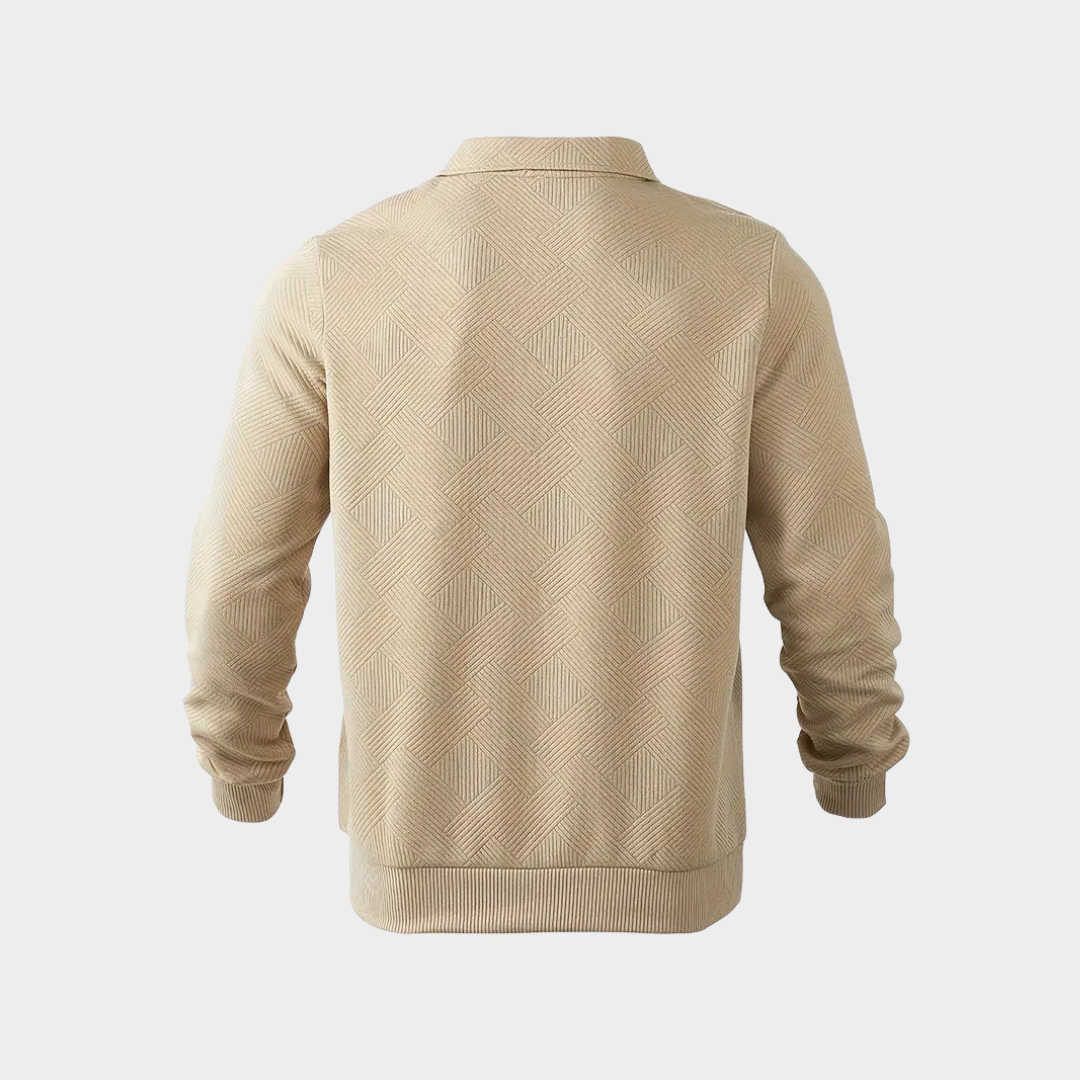 Men's Textured Half-Zip Polo Sweatshirt