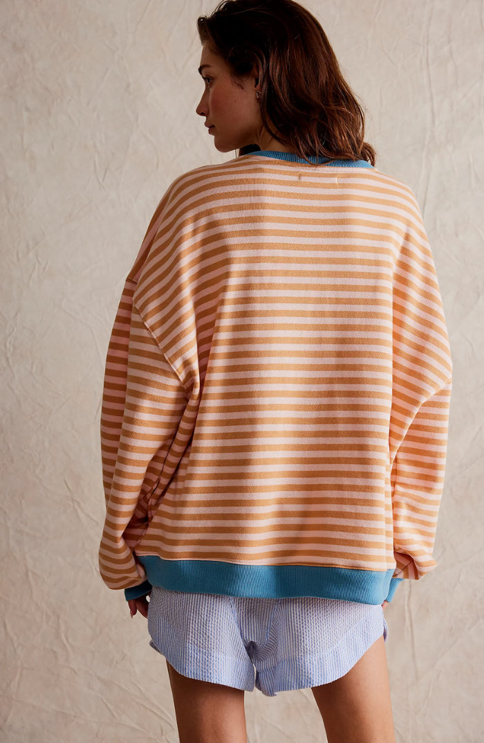 Women's Balloon-Sleeve Striped Sweatshirt