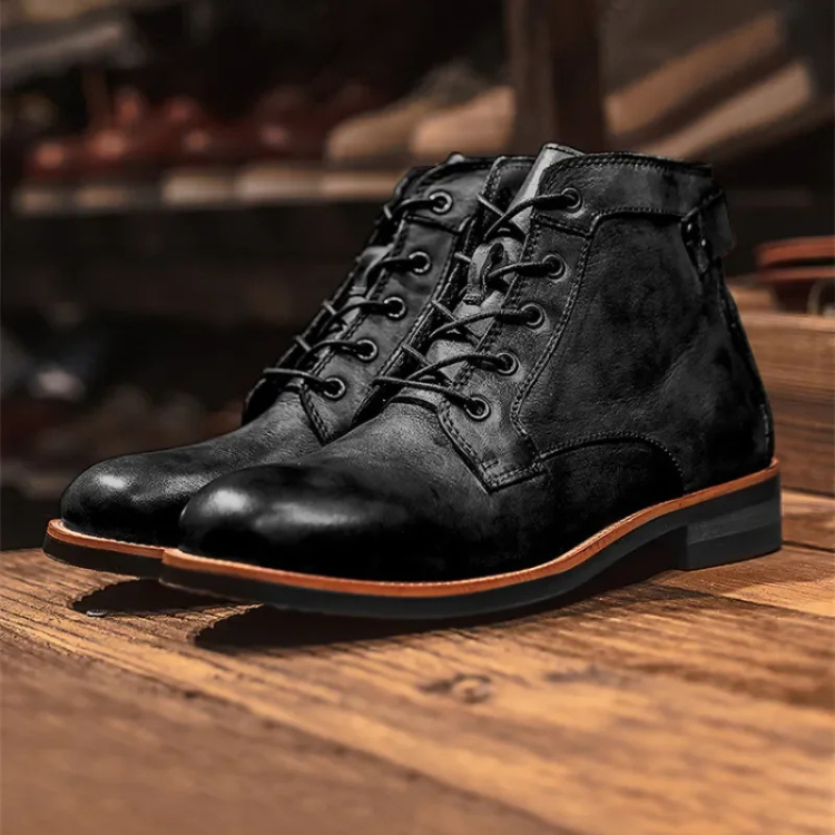 Men's Leather Look Lace Up Boots